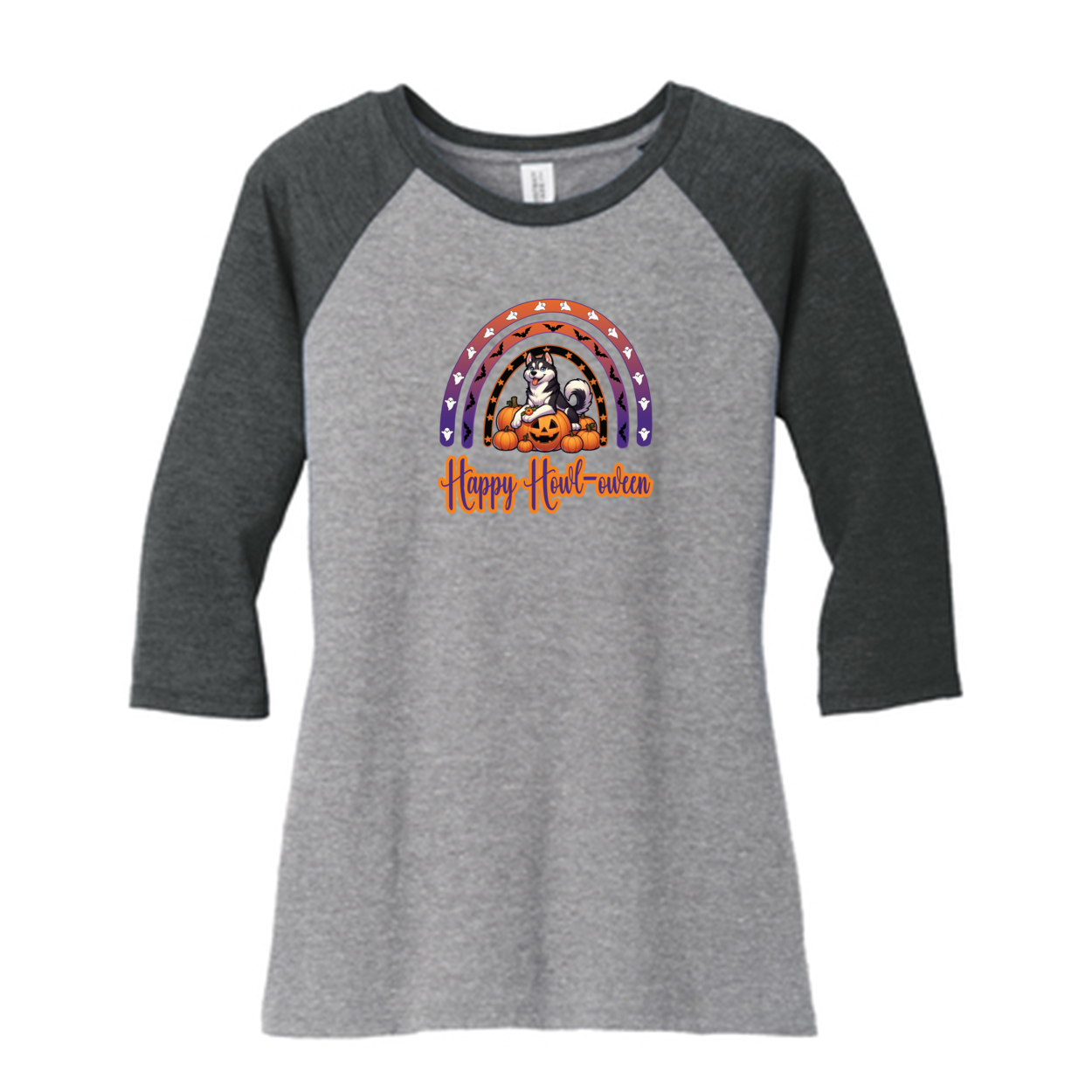 Siberian Husky Howl-oween DM136L District ® Women’s Perfect Tri ® 3/4-Sleeve Raglan