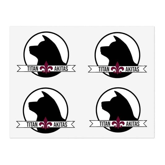 Titan Akitas Sticker Sheet — Dog Silhouette Decal Pack