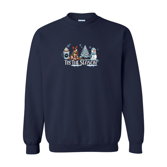 Rat Terrier Tis The Season Winter Heavy Blend Crewneck Sweatshirt - WagALotBowWow