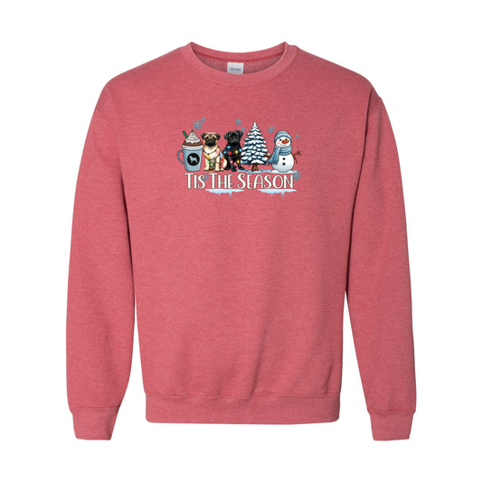 Pug Tis The Season Winter Heavy Blend Crewneck Sweatshirt - WagALotBowWow