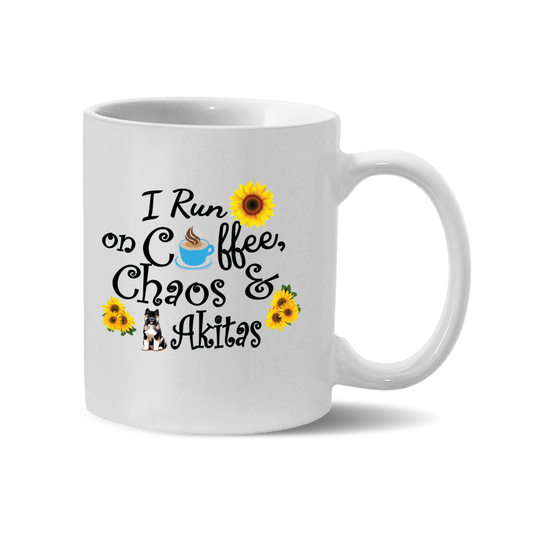 Chaos Akita Sunflower Mug 11oz - WagALotBowWow