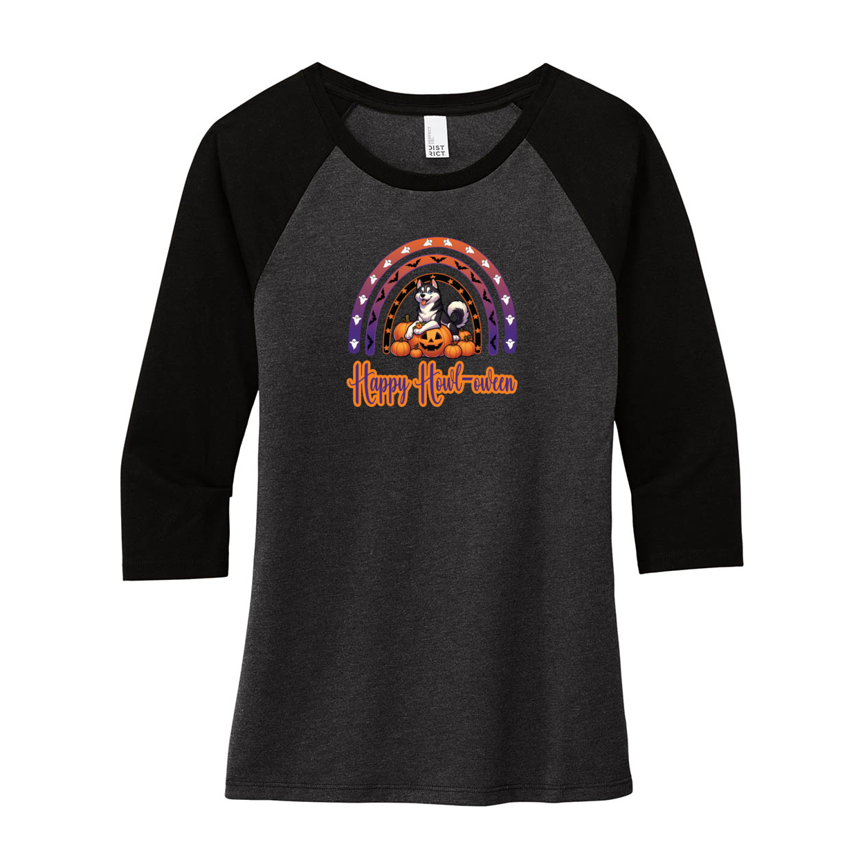 Siberian Husky Howl-oween DM136L District ® Women’s Perfect Tri ® 3/4-Sleeve Raglan