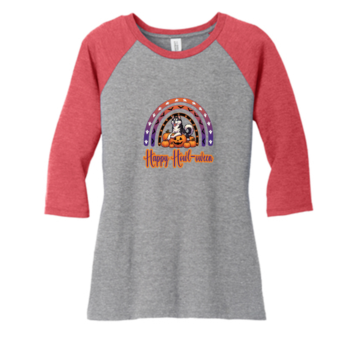 Siberian Husky Howl-oween DM136L District ® Women’s Perfect Tri ® 3/4-Sleeve Raglan