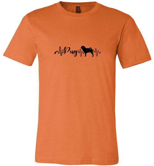 Pug Heartbeat Unisex Short Sleeve Shirt Black - WagALotBowWow