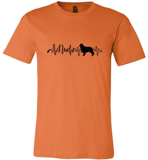 Newfie Heartbeat Unisex Short Sleeve Shirt Black - WagALotBowWow