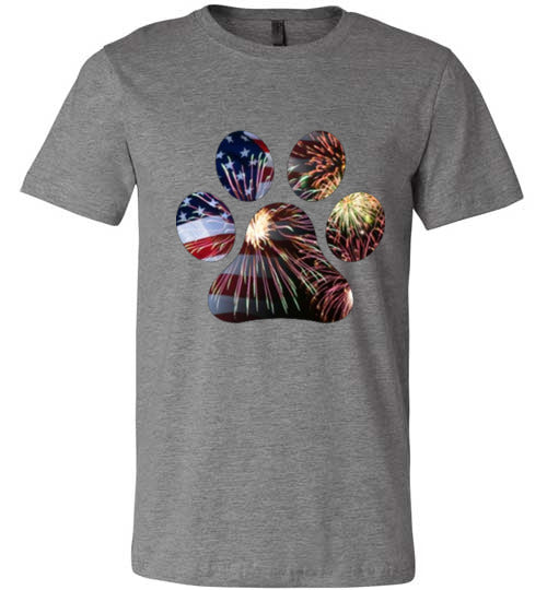Patriotic Paw Adult Unisex Canvas T-Shirt - WagALotBowWow