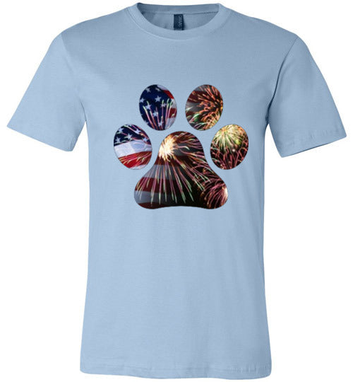 Patriotic Paw Adult Unisex Canvas T-Shirt - WagALotBowWow