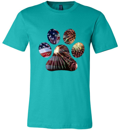 Patriotic Paw Adult Unisex Canvas T-Shirt - WagALotBowWow