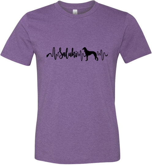 Saluki Heartbeat Unisex Short Sleeve Shirt Black - WagALotBowWow