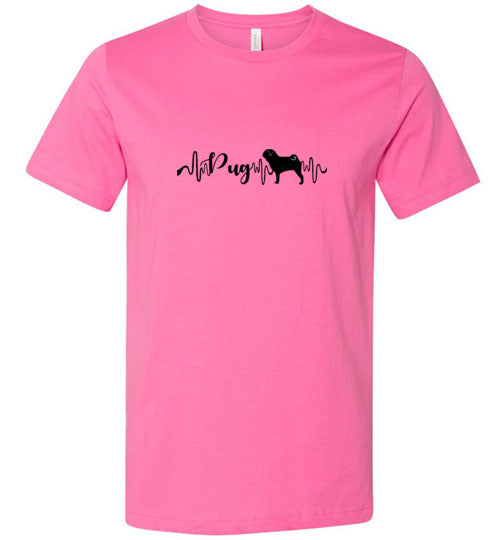 Pug Heartbeat Unisex Short Sleeve Shirt Black - WagALotBowWow