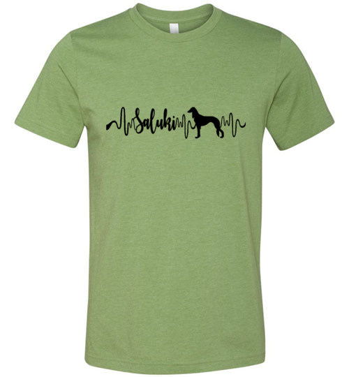 Saluki Heartbeat Unisex Short Sleeve Shirt Black - WagALotBowWow