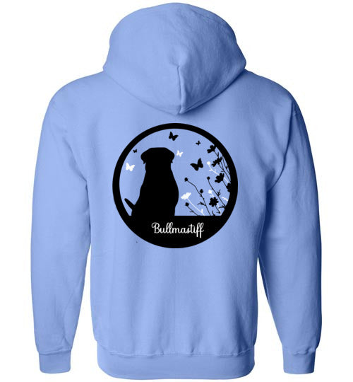 Bullmastiff Flowers Gildan Zip Hoodie S,M,L,XL
