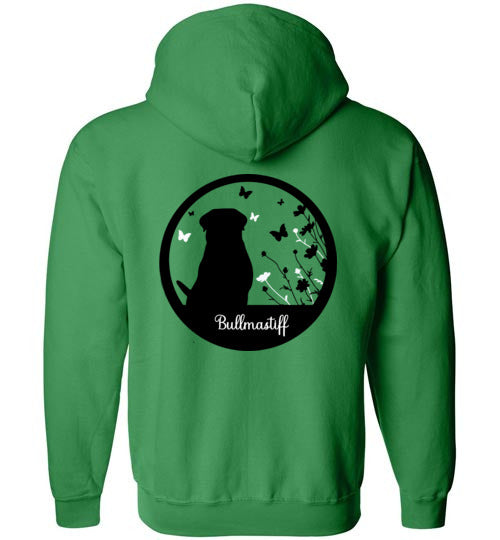 Bullmastiff Flowers Gildan Zip Hoodie S,M,L,XL