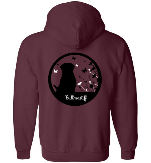 Bullmastiff Flowers Gildan Zip Hoodie S,M,L,XL
