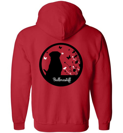 Bullmastiff Flowers Gildan Zip Hoodie S,M,L,XL
