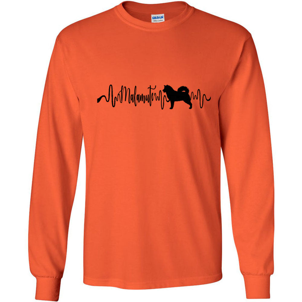 Malamute Heartbeat Black Unisex Long Sleeve T-Shirt - WagALotBowWow