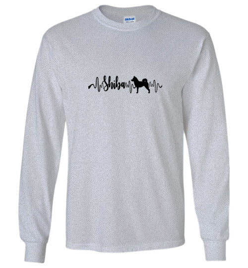 Shiba Heartbeat Long Sleeve & Hoodie - WagALotBowWow