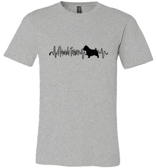 Norwich Terrier Heartbeat Short Sleeve Shirt Black - WagALotBowWow
