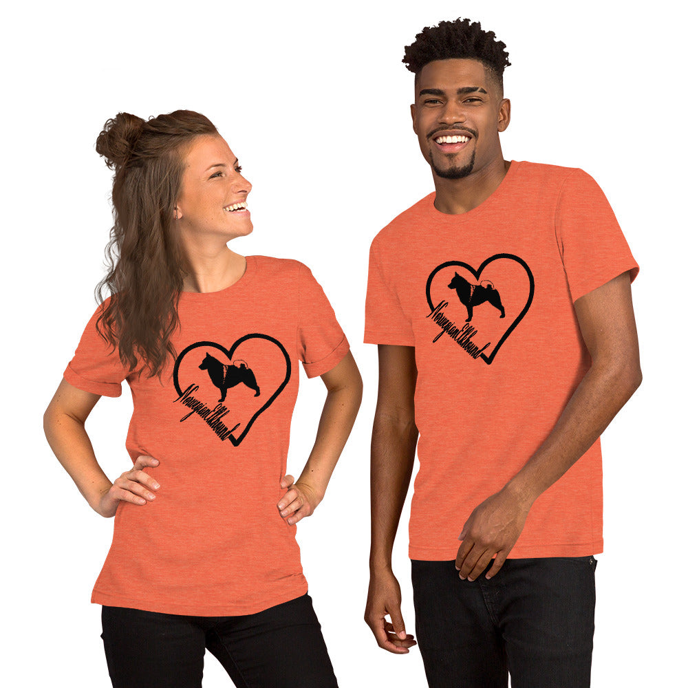 Norwegian Elkhound Heart Short-Sleeve Unisex T-Shirt