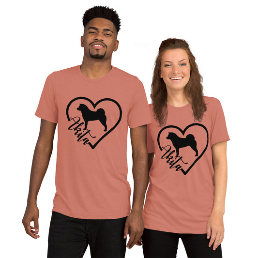 Heart Akita Unisex Tri-Blend T-Shirt | Bella + Canvas Short sleeve t-shirt - WagALotBowWow