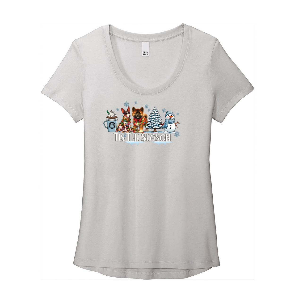 Rat Terrier & Akita Tis The Season Winter DT7501 District ® Women’s Flex Scoop Neck Tee