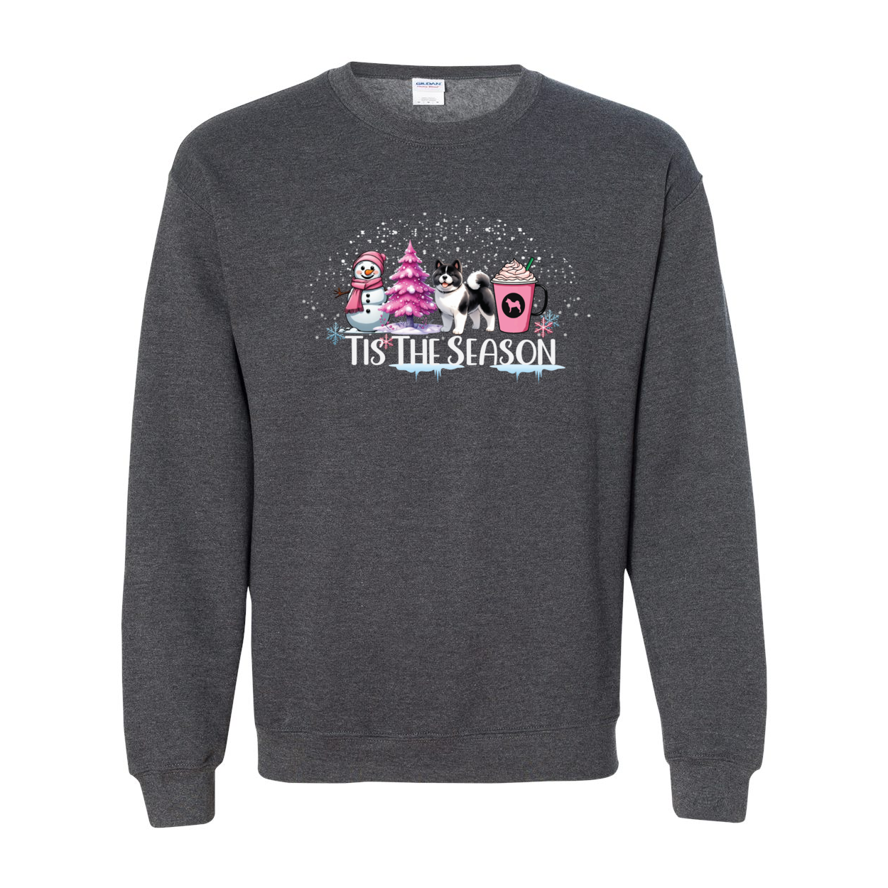 Akita Tis The Season Pink SweatShirt Heavy Blend Crewneck Sweatshirt