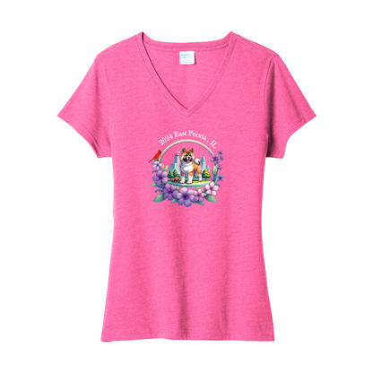 IL Akita Ladies V-Neck Front Only