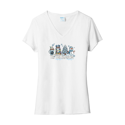 Blue Merle Australian Shepherd Winter V-Neck Tee SS