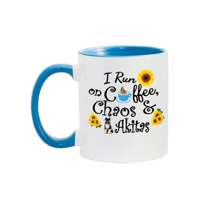 Chaos Akita Sunflower Mug 11oz