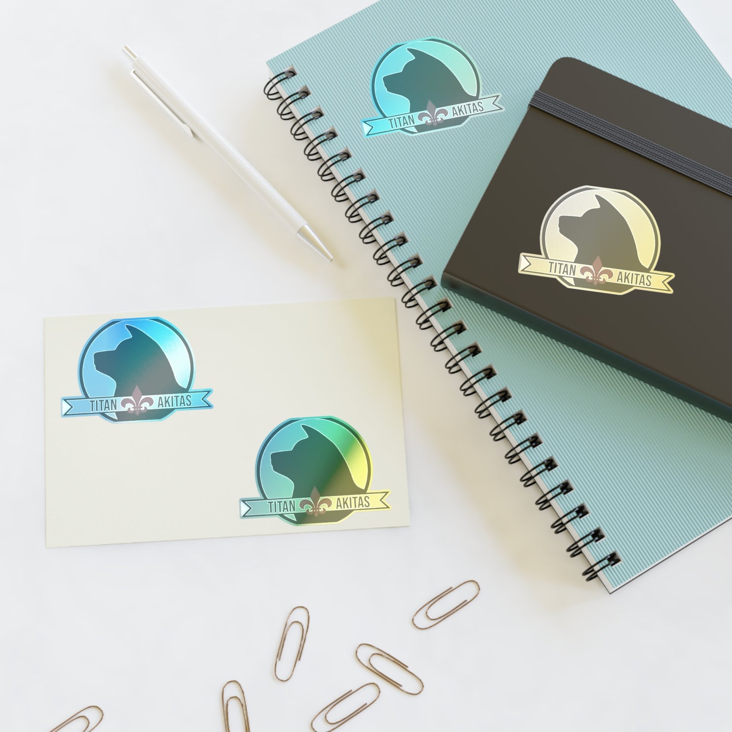 Titan Akitas Sticker Sheet — Dog Silhouette Decal Pack