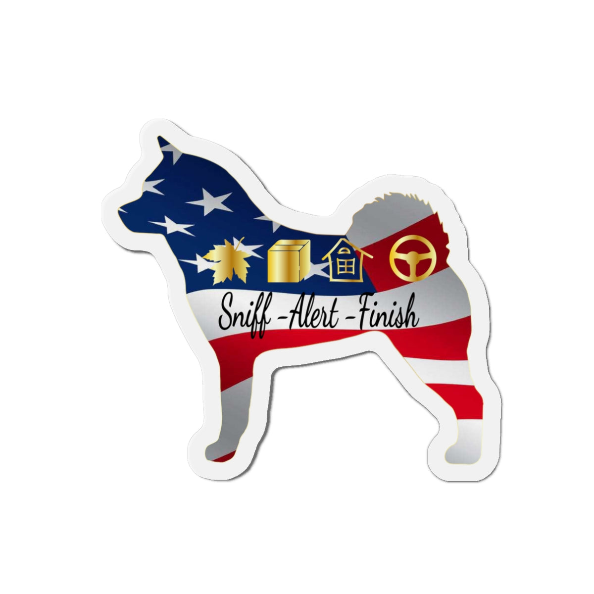 Sniff-Alert-Finish Akita USA Die-Cut Magnets