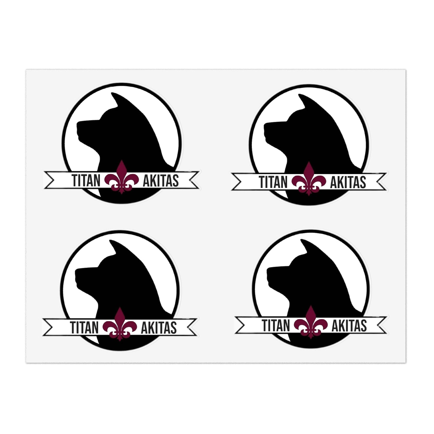 Titan Akitas Sticker Sheet — Dog Silhouette Decal Pack