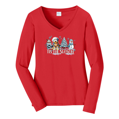 OES Tis The Season Winter Port & Company® Ladies Long Sleeve Fan Favorite™ V-Neck Tee LPC450VLS