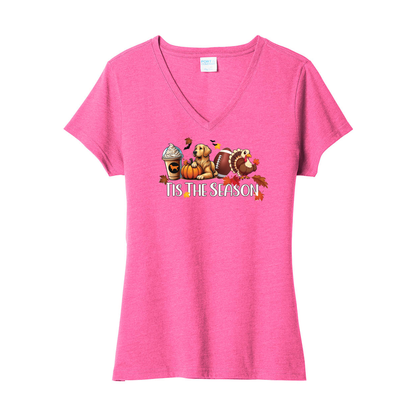 Golden Tis The Season Fall LPC455V Port & Company ® Ladies Fan Favorite ™ Blend V-Neck Tee