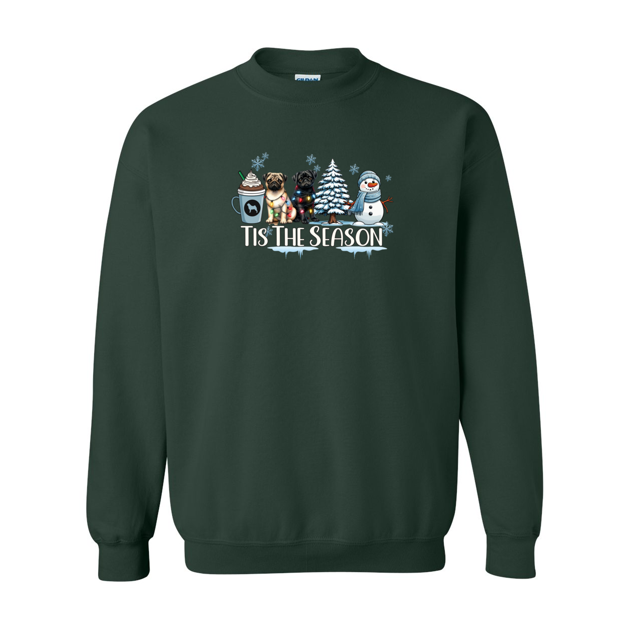 Pug Tis The Season Winter Heavy Blend Crewneck Sweatshirt