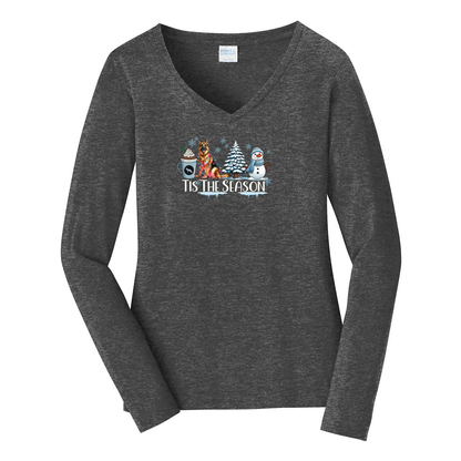 GSD Tis The Season Winter Port & Company® Ladies Long Sleeve Fan Favorite™ V-Neck Tee LPC450VLS