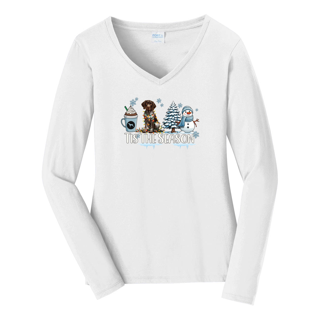 GSP Tis The Season Winter Port & Company® Ladies Long Sleeve Fan Favorite™ V-Neck Tee LPC450VLS