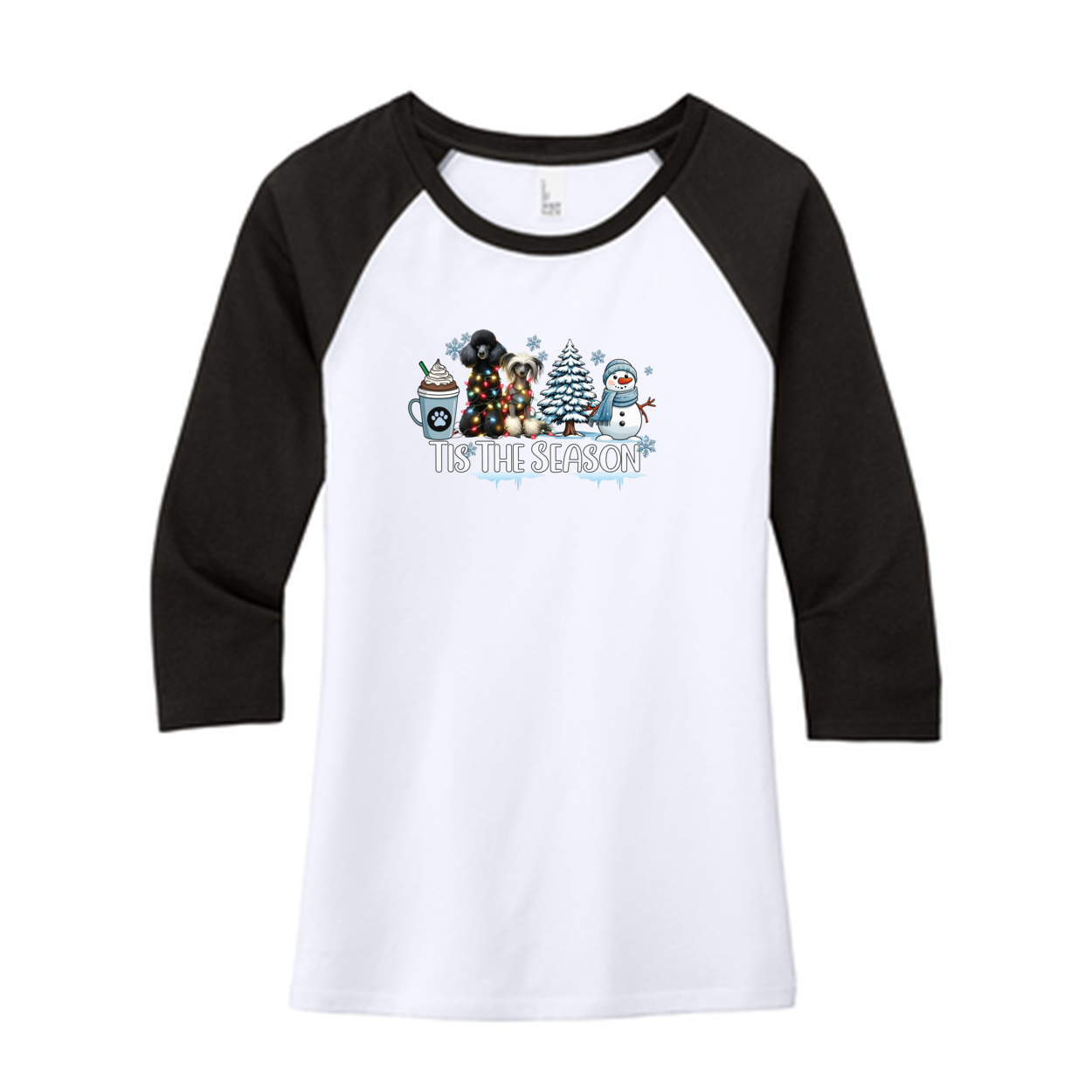 Poodle & CC Tis The Season Winter DM136L District ® Women’s Perfect Tri ® 3/4-Sleeve Raglan