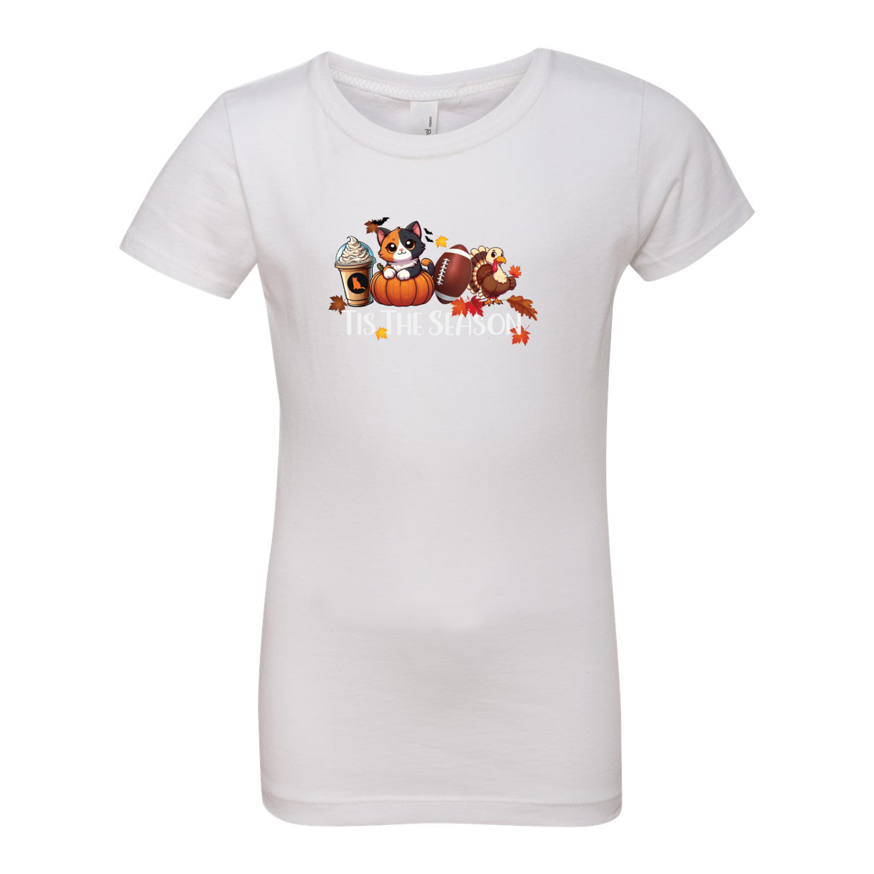 Calico Cat Tis The Season Fall Girls' The Princess Tee