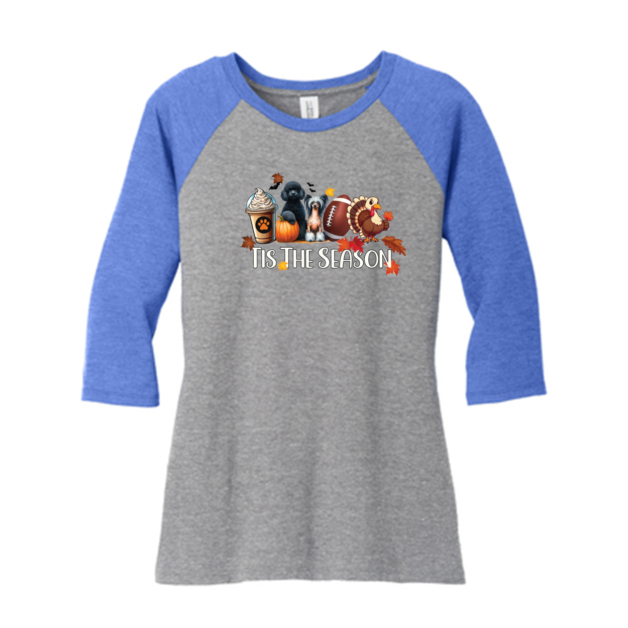 Poodle & CC Tis The Season Fall DM136L District ® Women’s Perfect Tri ® 3/4-Sleeve Raglan