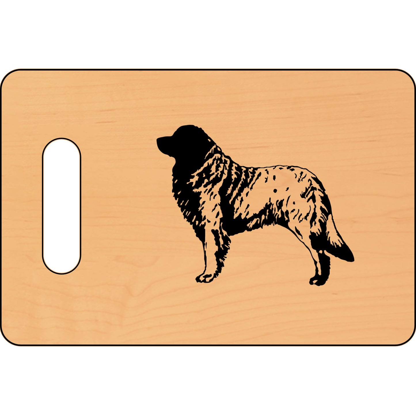 Engraved Cutting Board with dog silhouette design or logo, perfect for home chefs who appreciate unique kitchen decor.