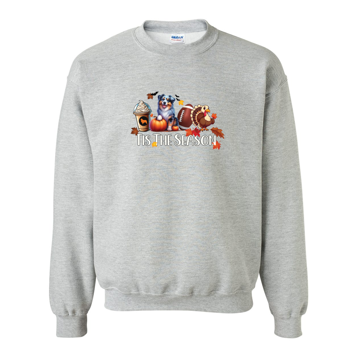 Blue Merle Aussie Tis The Season Fall Heavy Blend Crewneck Sweatshirt