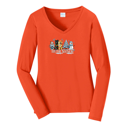 Chow Chow Tis The Season Winter Port & Company® Ladies Long Sleeve Fan Favorite™ V-Neck Tee LPC450VLS