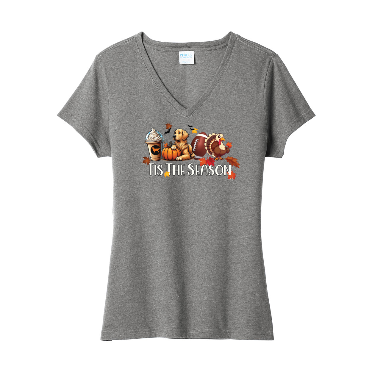 Golden Tis The Season Fall LPC455V Port & Company ® Ladies Fan Favorite ™ Blend V-Neck Tee