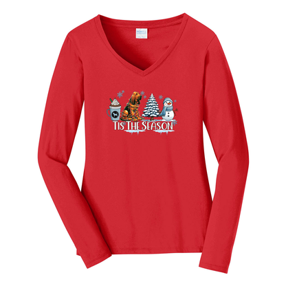 Bloodhound Tis The Season Winter Port & Company® Ladies Long Sleeve Fan Favorite™ V-Neck Tee LPC450VLS