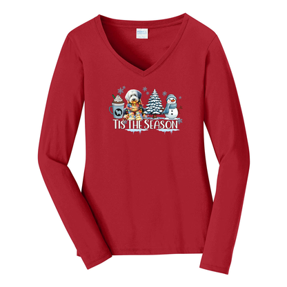 OES Tis The Season Winter Port & Company® Ladies Long Sleeve Fan Favorite™ V-Neck Tee LPC450VLS