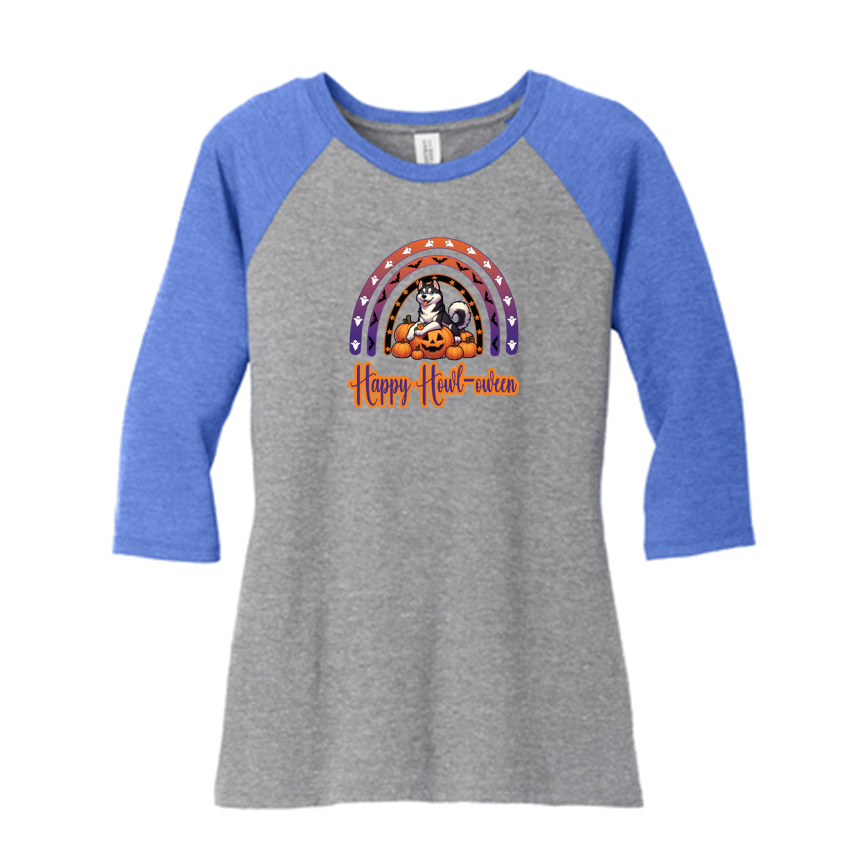 Siberian Husky Howl-oween  DM136L District ® Women’s Perfect Tri ® 3/4-Sleeve Raglan