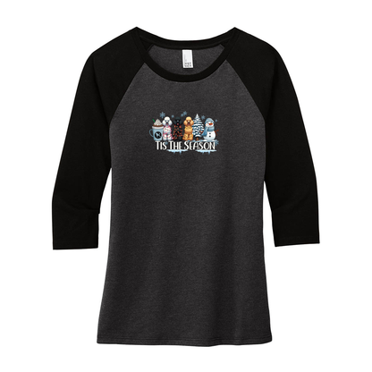 Poodle Tis The Season Winter DM136L District ® Women’s Perfect Tri ® 3/4-Sleeve Raglan