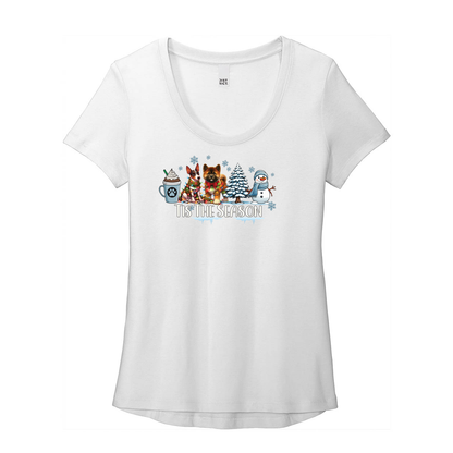 Rat Terrier & Akita Tis The Season Winter DT7501 District ® Women’s Flex Scoop Neck Tee