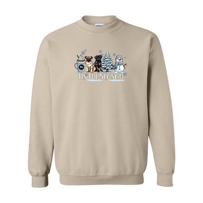 Pug Tis The Season Winter Heavy Blend Crewneck Sweatshirt